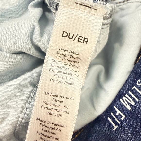 DU/ER L2X Performance Denim Mid Rise Straight Jeans Slim Fit Blue Size 28 x 30 - Picture 5 of 15